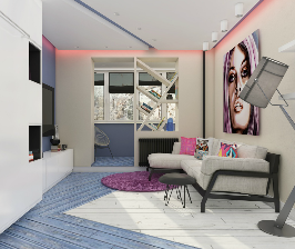 Уютная однокомнатная квартира, оформленная в духе поп-арт