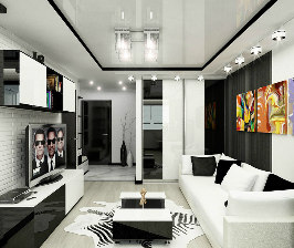 Черно-белая квартира для холостяка: дизайнер Ольга Фетисова