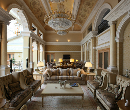 Роскошный зал в частном доме: дизайнер Марина Дедова