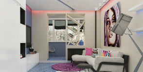 Уютная однокомнатная квартира, оформленная в духе поп-арт