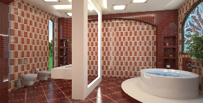 Ванная комната в бордовых тонах: дизайнер Гульфия Мингазова