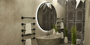 Ванная комната из бетона и цемента: дизайнер Юлия Сидорова