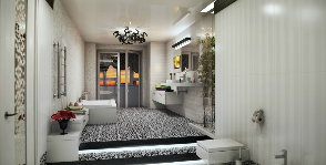 «Многокомнатная» ванная с подиумом и зональным разграничением: дизайнер Екатерина Попова