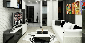 Черно-белая квартира для холостяка: дизайнер Ольга Фетисова