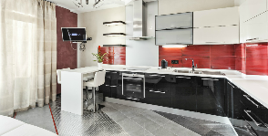 Бело-красная кухня: дизайнер Полина Лебедева