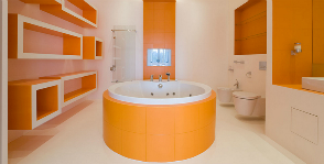 <strong>8</strong> примеров ванных комнат в оранжевом цвете